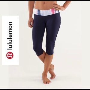 Lululemon Run Fast&Free Crop Indigo White Legging
